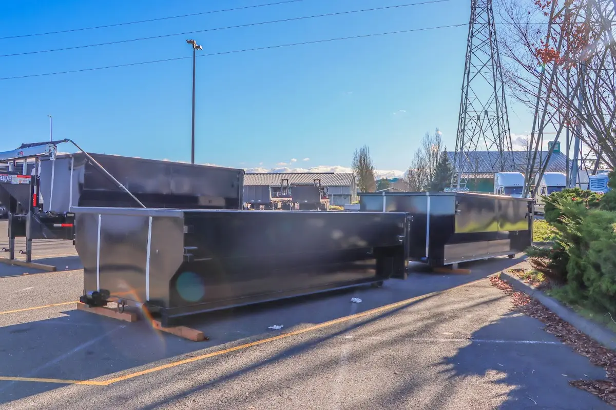Roll-off dumpster ready for waste disposal at job site for Construction Dumpster Rental in Nazareth